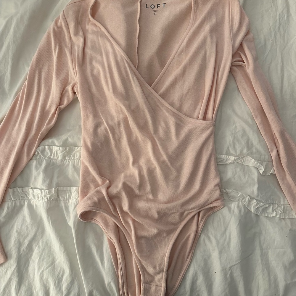 LOFT Pink Long Sleeve Bodysuit